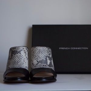 NEW French Connection Snake Print Leather Sandals